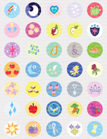 My Little Pony Cutie Mark Inspired Edible Icing Cake Pop Decor Toppers - MLP15E
