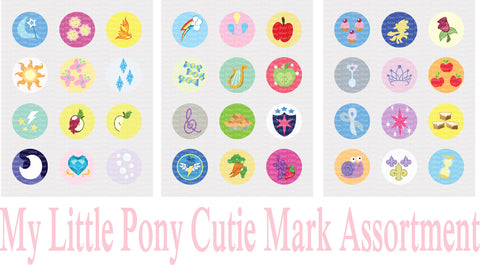 My Little Pony Cutie Mark Inspired Edible Icing Cupcake Decor Toppers - MLP16C