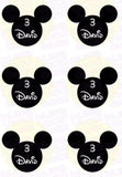 Disney Mickey Mouse Silhouette Inspired Edible Icing Cupcake or Cookie Decor Toppers - MMS1
