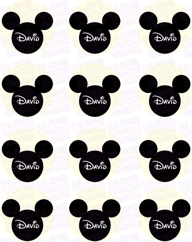 Disney Mickey Mouse Silhouette Inspired Edible Icing Cupcake or Cookie Decor Toppers - MMS1