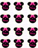 Disney Minnie Mouse Silhouette Inspired Edible Icing Cupcake or Cookie Decor Toppers - MMS3