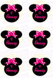 Disney Minnie Mouse Silhouette Inspired Edible Icing Cupcake or Cookie Decor Toppers - MMS3