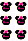 Disney Minnie Mouse Silhouette Inspired Edible Icing Cupcake or Cookie Decor Toppers - MMS3