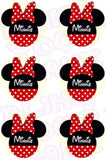 Disney Minnie Mouse Red Polka Dot Silhouett Edible Icing Cupcake or Cookie Decor Toppers