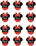 Disney Minnie Mouse Red Polka Dot Silhouett Edible Icing Cupcake or Cookie Decor Toppers