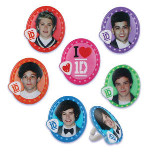 24 One Direction Cupcake Topper Rings