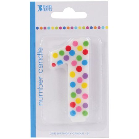 Numeral 1 First Birthday Polka Dot Party Candle