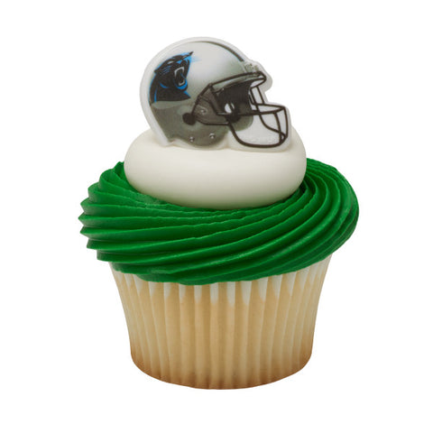 24 NFL Carolina Panthers Football Helmet Cupcake Topper Rings
