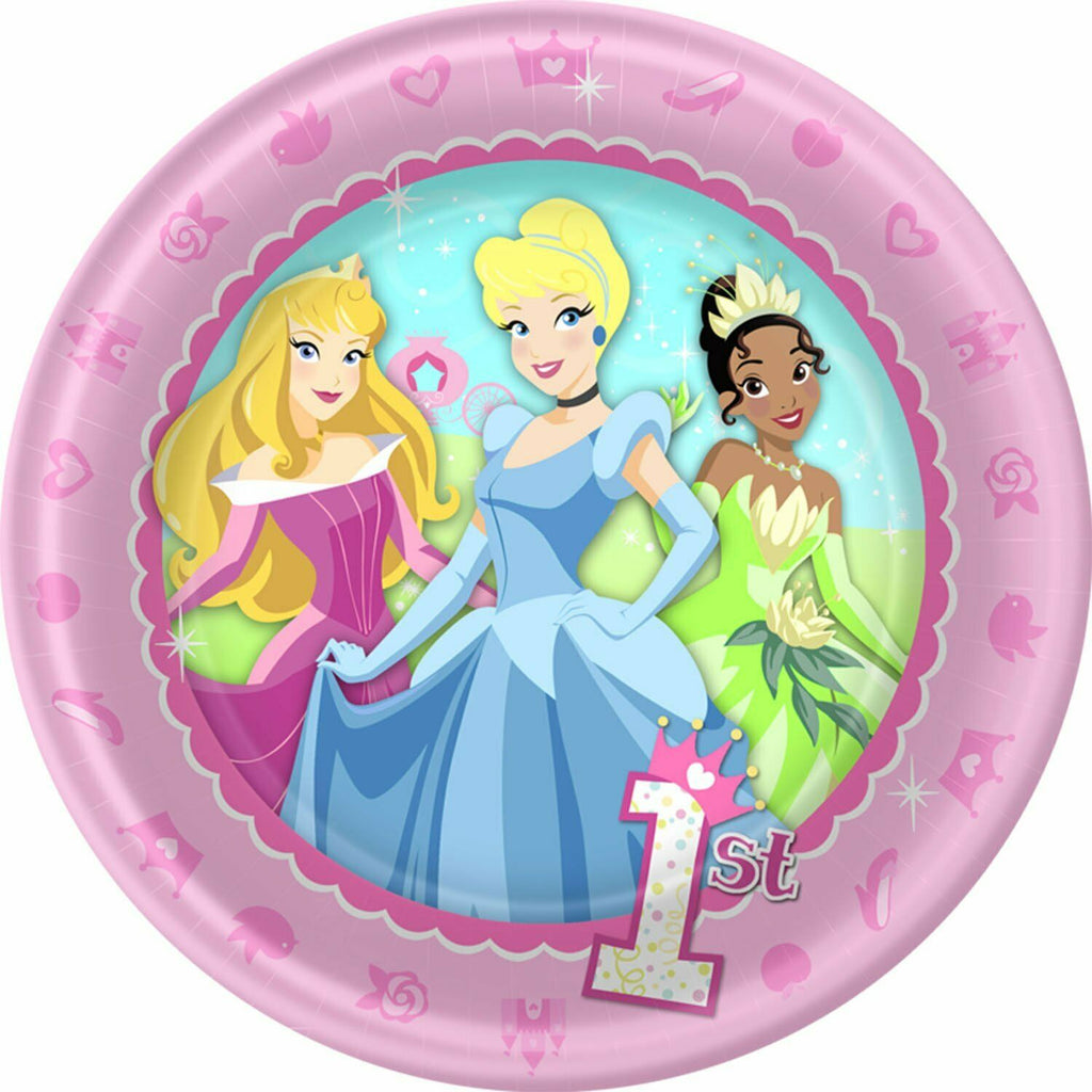 Disney Princess First 1st Birthday 7" Paper Dessert Plates