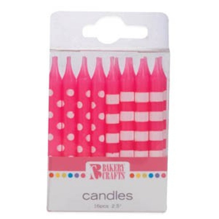Pink Stripes and Dots Birthday Party Candles