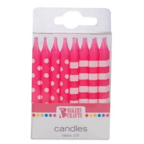 Pink Stripes and Dots Birthday Party Candles