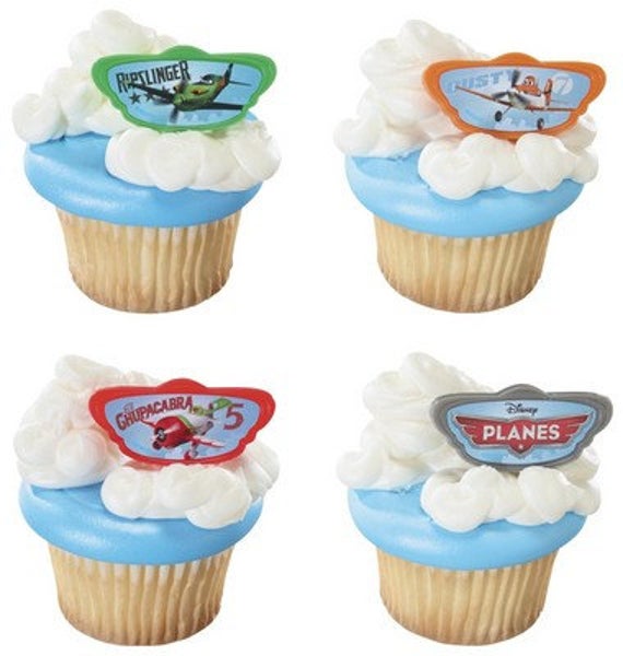 24 Disney Planes Cupcake Topper Rings