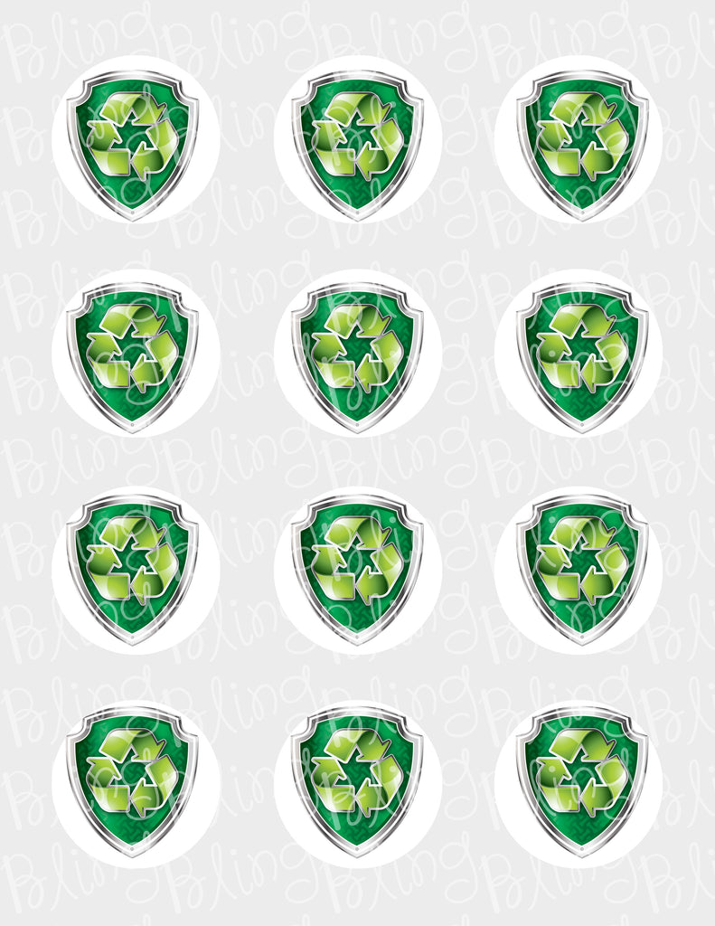 Paw Patrol Rocky Badge Edible Icing Cupcake, Cookie & Cake Pop Decor Toppers