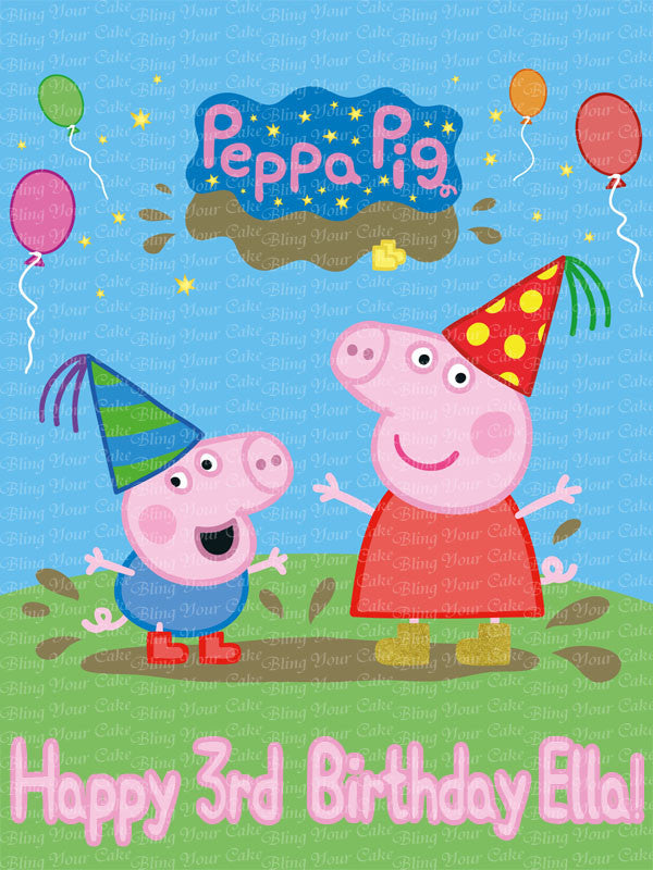 Peppa Pig personalised printed edible icing cake topper for birthday cake  or cupcakes