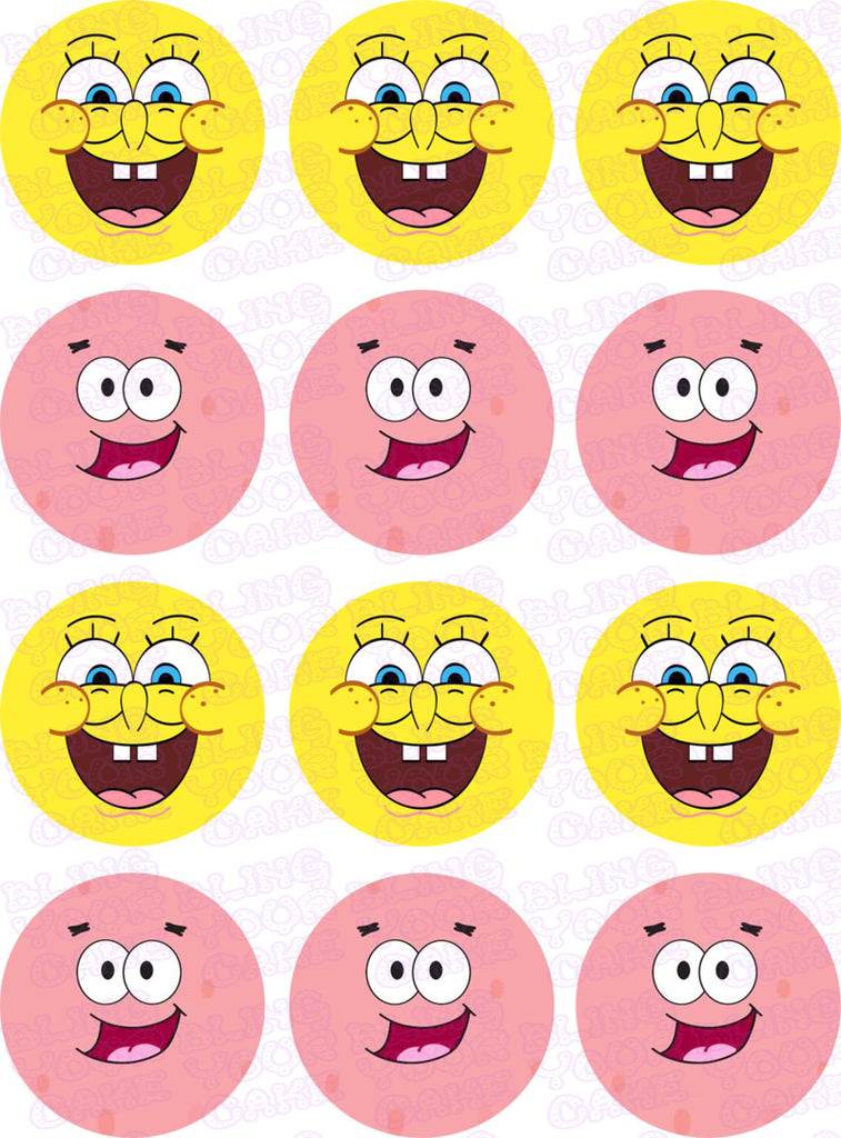 SpongeBob & Patrick Face Edible Icing Sheet Cake Decor Topper