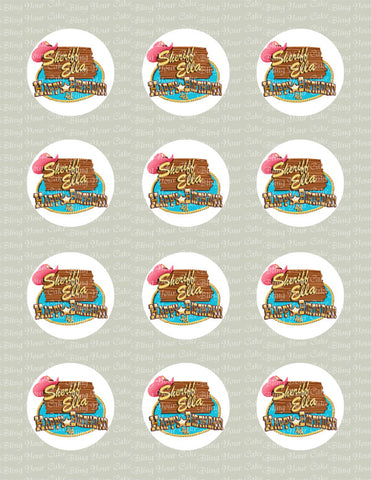 Sheriff Callie Logo Inspired Edible Icing Cupcake or Cookie Decor Toppers - SC1