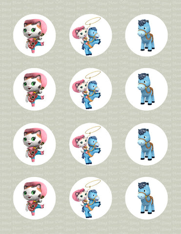 Sheriff Callie & Sparky Inspired Edible Icing Cupcake or Cookie Decor Toppers - SC4
