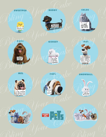 Secret Life of Pets Edible Icing Sheet Cupcake Decor Topper - SLP2