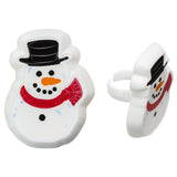 24 Snowman Cupcake Topper Rings