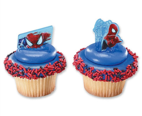24 Spiderman Cupcake Topper Rings