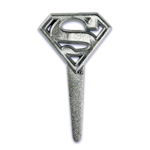 12 Silver Superman S-Shield Cupcake Picks
