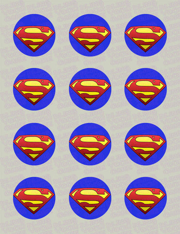 Superman Logo Edible Icing Cupcake or Cookie Decor Toppers - SPM1