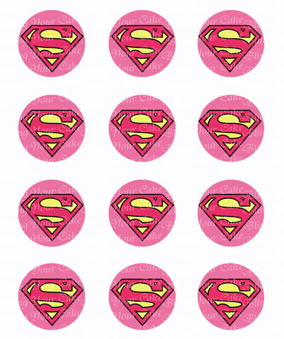 Supergirl Logo Inspired Edible Icing Cupcake or Cookie Decor Toppers - SPM5