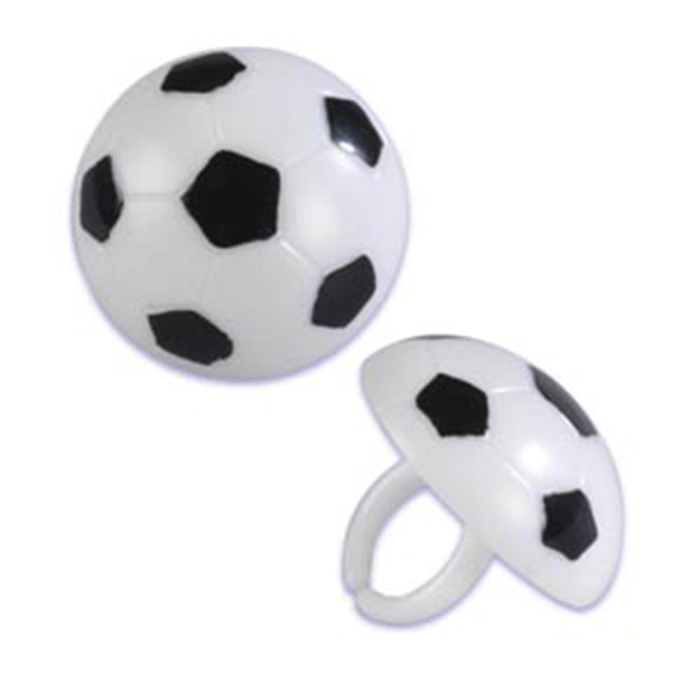 24 Soccer Ball Cupcake Topper Rings