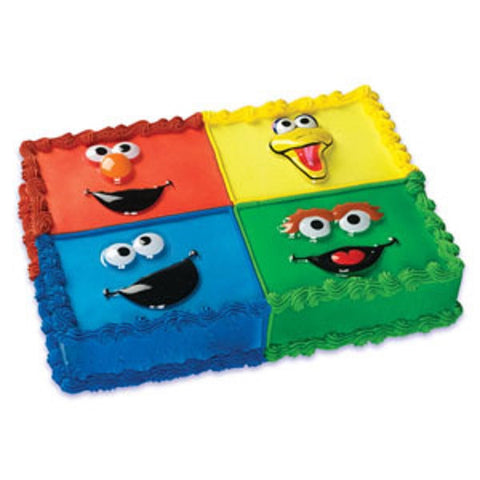 Sesame Street Elmo, Big Bird, Cookie Monster & Oscar the Grouch Faces Pop Top Cake Topper Decor Set