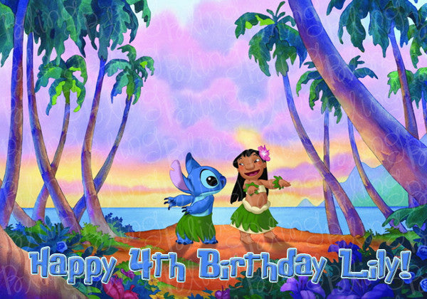 Disney Lilo & Stitch Hula Edible Icing Sheet Cake Decor Topper - STH3