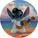 Disney Elvis Stitch Edible Icing Sheet Cake Decor Topper - STH4