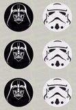 Star Wars Darth Vader and/or Storm Trooper Helmet Edible Icing Cupcake Decor Toppers