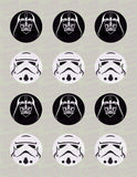 Star Wars Darth Vader and/or Storm Trooper Helmet Edible Icing Cupcake Decor Toppers