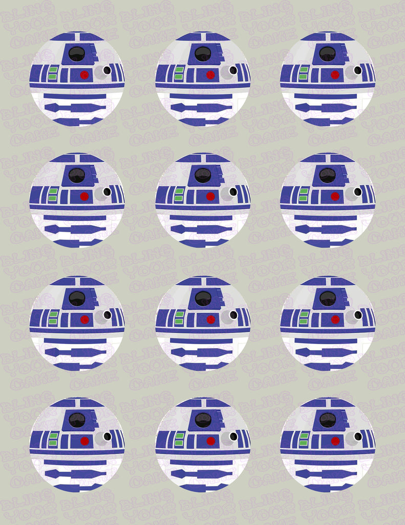 Star Wars R2D2 Edible Icing Cupcake Decor Toppers - SW4