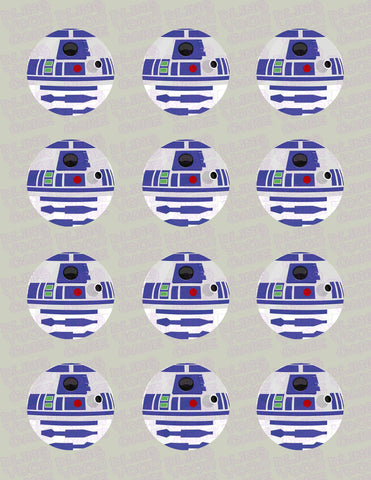 Star Wars R2D2 Edible Icing Cupcake Decor Toppers - SW4