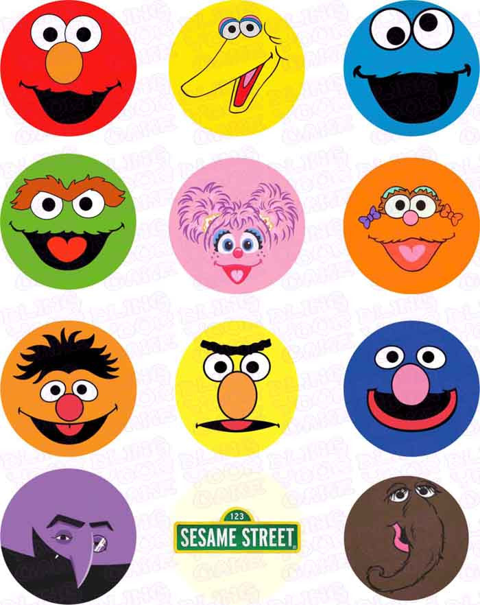 Sesame Street Closeup Character Inspired Edible Icing Cupcake Decor Toppers - SS1C