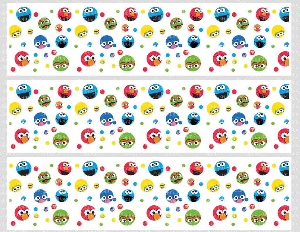 Sesame Street Polka Dot Face Edible Icing Wraps featuring Big Bird, Cookie Monster, Elmo & Oscar