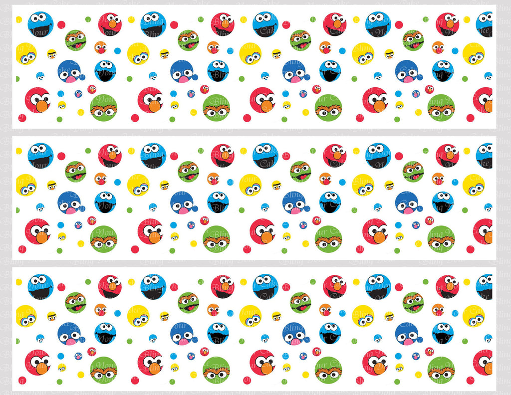 Sesame Street Polka Dot Face Edible Icing Wraps featuring Big Bird, Cookie Monster, Elmo & Oscar