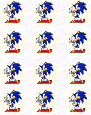 Sonic the Hedgehog Inspired Edible Icing Cupcake or Cookie Decor Toppers - SONIC1