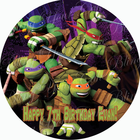 Teenage Mutant Ninja Turtles TMNT Inspired Edible Icing Round Cake Decor Toppers - TMNT10