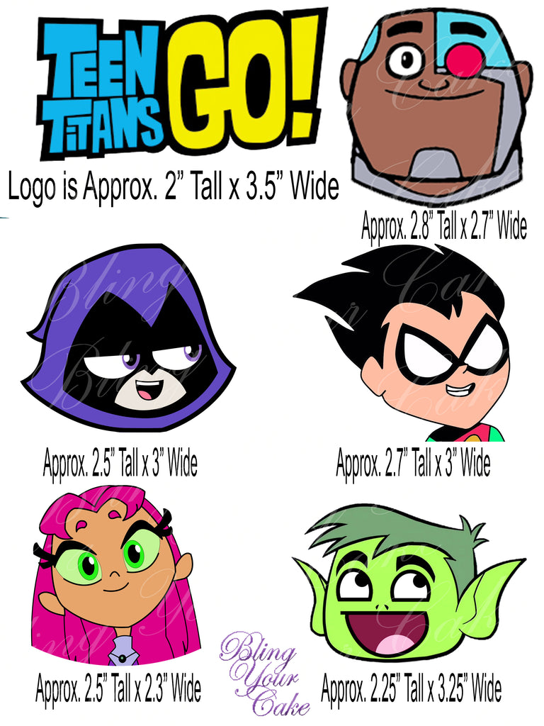 Teen Titans Logo & Faces Edible Icing Cake Decor Topper - TTG4