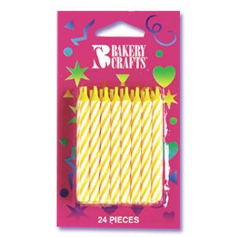 Yellow Striped Spiral Candles