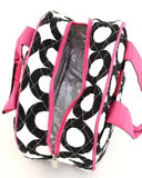 Black with Pink Accents Quilted Circle Insulated Lunch Bag