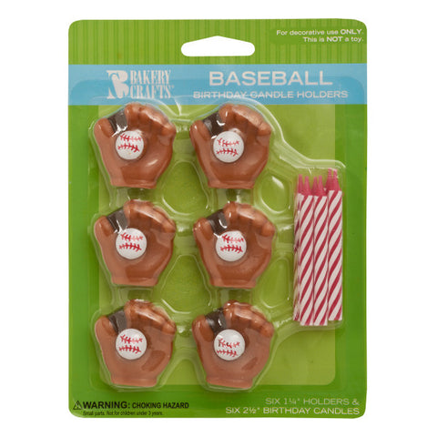Baseball Candle Holders & Candles Set