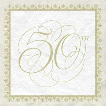 Wedding Elegance 50th Anniversary Beverage Napkins