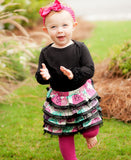 RuffleButts Black Ruffled Long Sleeve Under-One-Piece - 3-6m