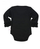 RuffleButts Black Ruffled Long Sleeve Under-One-Piece - 3-6m