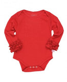RuffleButts Red Ruffled Long Sleeve Under-One-Piece - 6-12m
