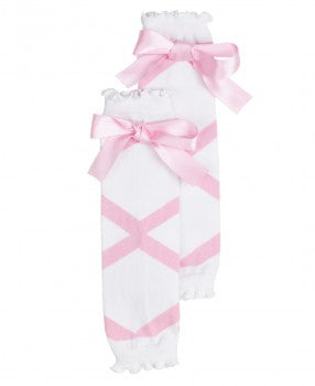 RuffleButts Pink Ballet Bow Legwarmers - OS