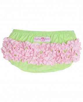 RuffleButts Lime with Pink RuffleButt - 3-6m